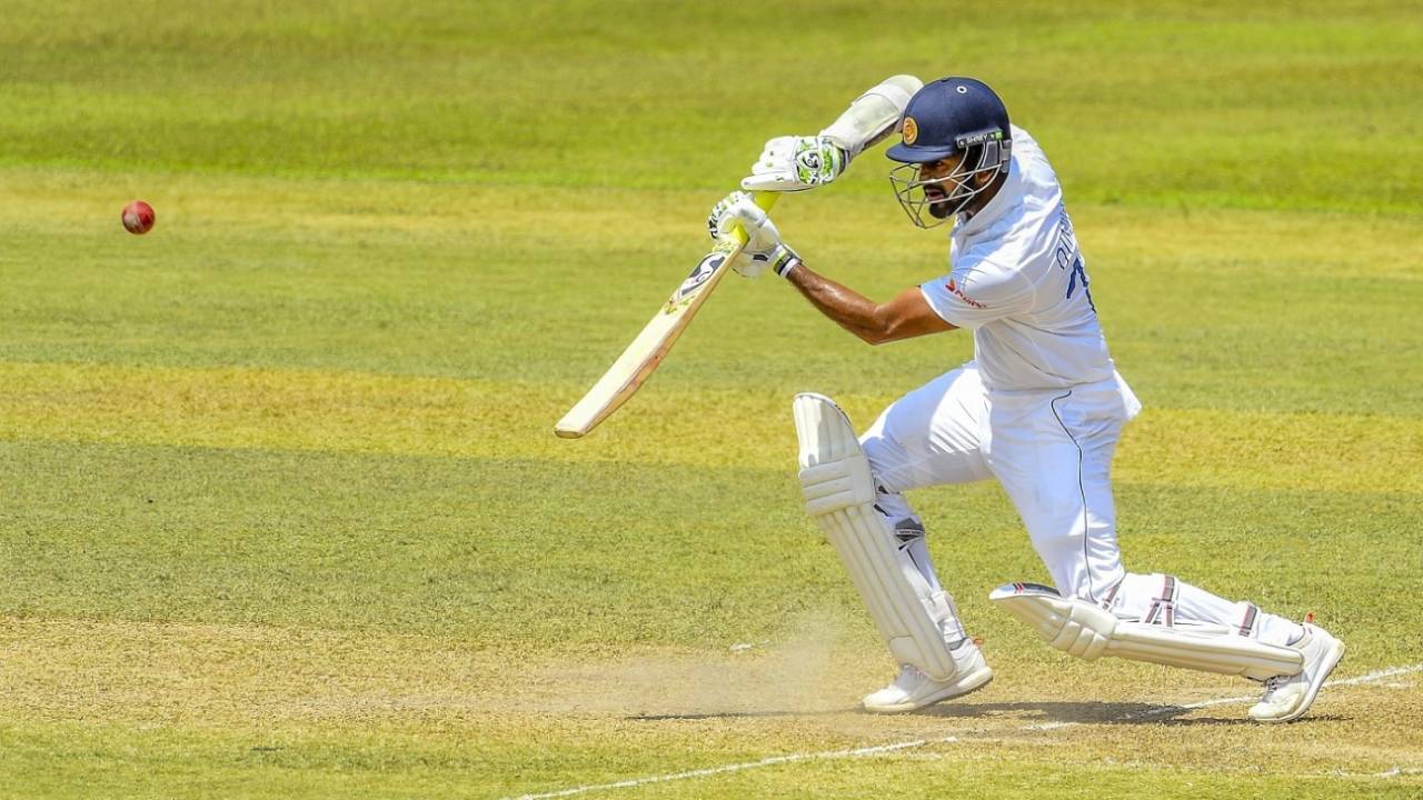 Dimuth Karunaratne caresses one on the off side, Sri Lanka vs Bangladesh, 1st Test, Pallekele, 3rd day, April 23, 2021
