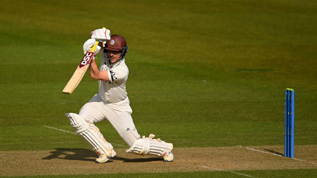 Rory Burns drives through the covers, LV= Insurance County Championship, Middlesex vs Surrey, day 2, Lord's, April 23, 2021
