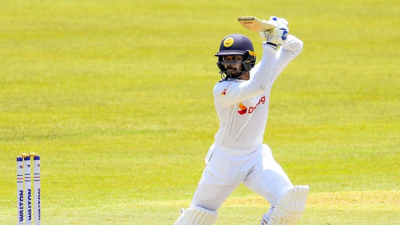 Dhananjaya de Silva punches through the off side, Sri Lanka vs Bangladesh, 1st Test, Pallekele, 4th day, April 24, 2021
