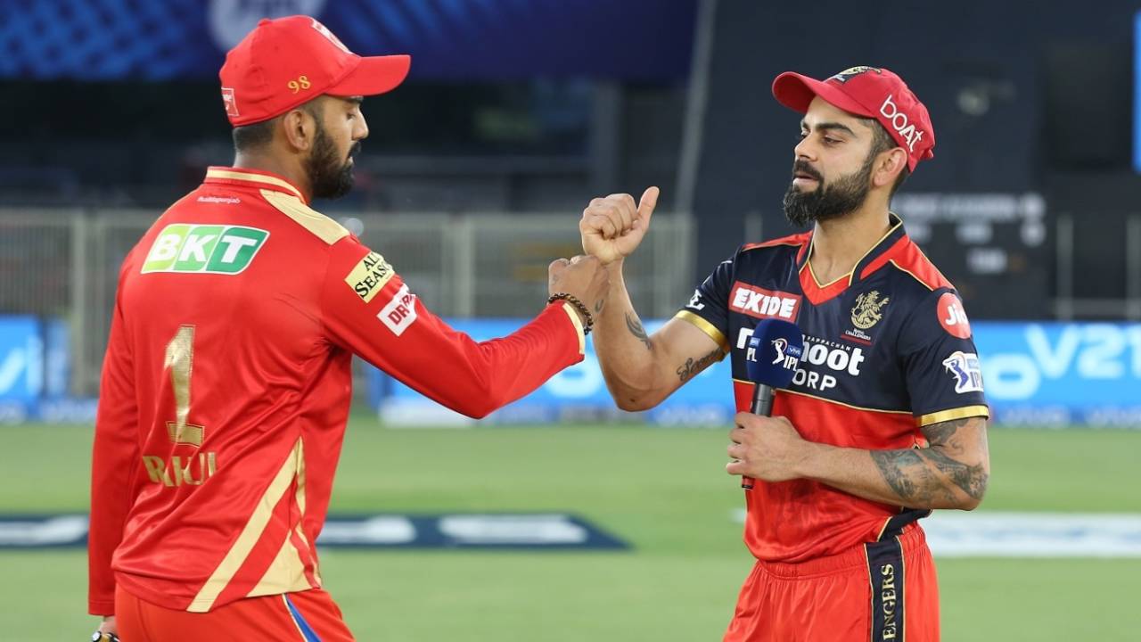 KL Rahul and Virat Kohli at the toss, Punjab Kings vs Royal Challengers Bangalore, IPL 2021, Ahmedabad, April 30, 2021