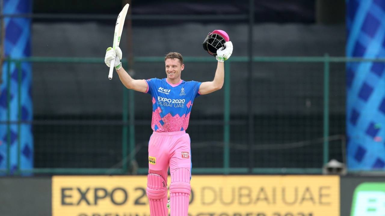 Jos Buttler celebrates his hundred, Rajasthan Royals vs Sunrisers Hyderabad, IPL 2021, Delhi, May 2, 2021