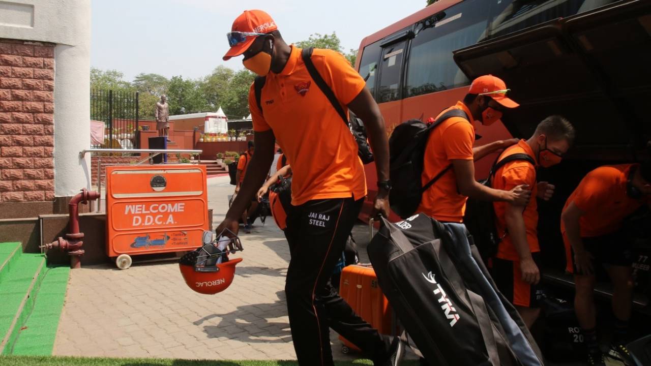 Jason Holder arrives for the match against Rajasthan Royals, Delhi, May 2, 2021
