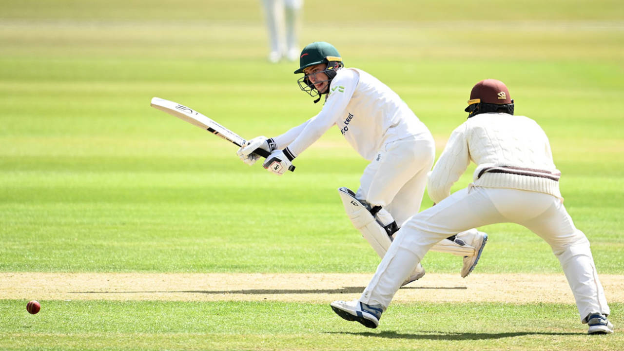 Harry Swindells clips the ball off of his legs, LV= County Championship, Leicestershire vs Surrey, Leicester, May 07, 2021