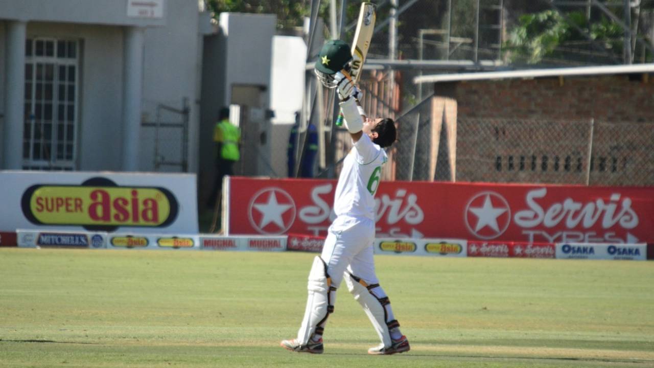 Abid Ali celebrates his double-century, Zimbabwe vs Pakistan, 2nd Test, Harare, 2nd day, May 8, 2021
