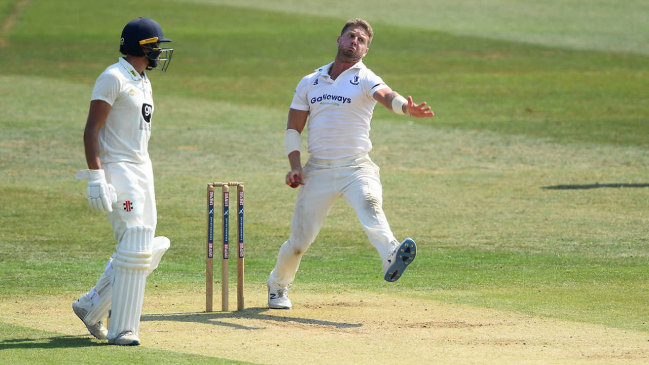 Stuart Meaker in action for Sussex, Bob Willis Trophy, Kent vs Sussex, Canterbury, August 09, 2020