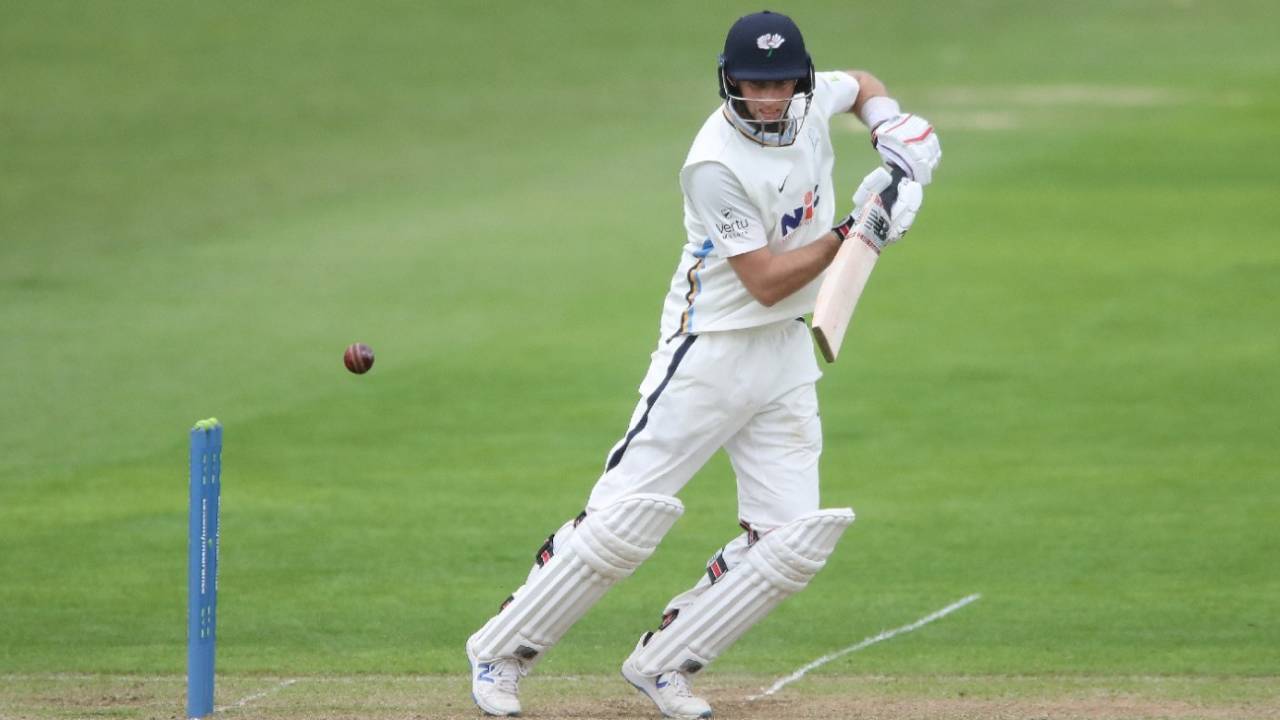 Joe Root converted his overnight 34 to 99 on the third day at Cardiff, Glamorgan vs Yorkshire, LV= County Championship, 2nd day, Cardiff, May 14, 2021