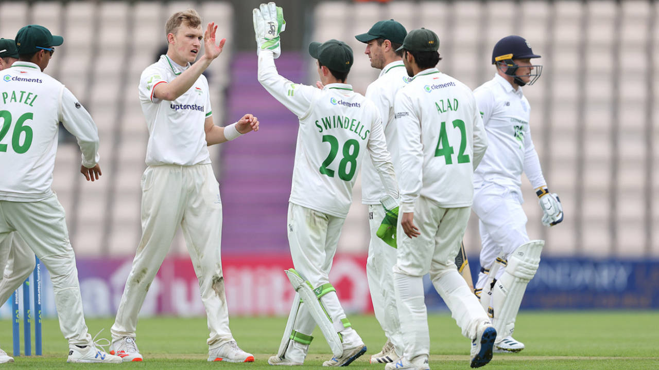 Alex Evans broke a burgeoning second-wicket stand, Hampshire vs Leicestershire, LV= Insurance Championship, Ageas Bowl, 2nd day, May 20, 2021
