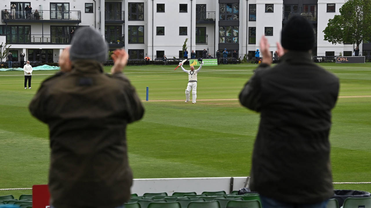 Darren Stevens soaked up the applause for his 36th first-class hundred, Kent vs Glamorgan, LV= Insurance Championship, Canterbury, 2nd day, May 21, 2021
