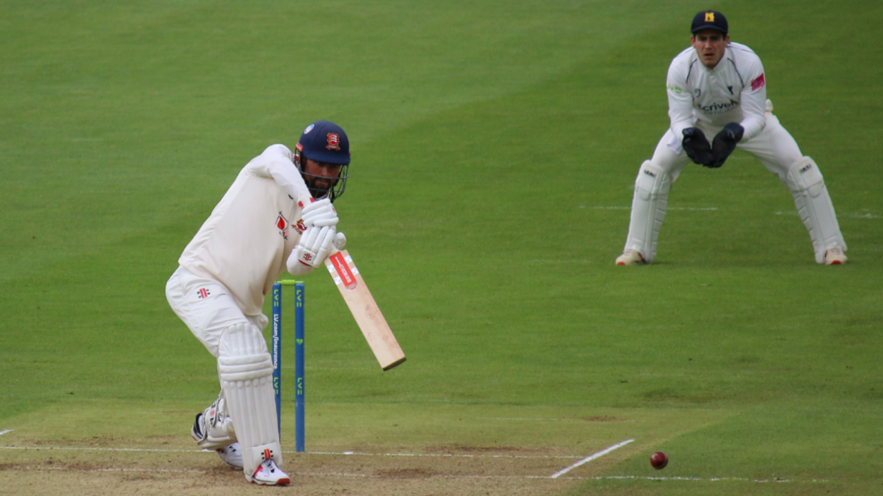 Alastair Cook's cover-driving was a feature of his 57 at Chelmsford, Essex vs Warwickshire, LV= Insurance Championship, Chelmsford, 3rd day, May 22, 2021