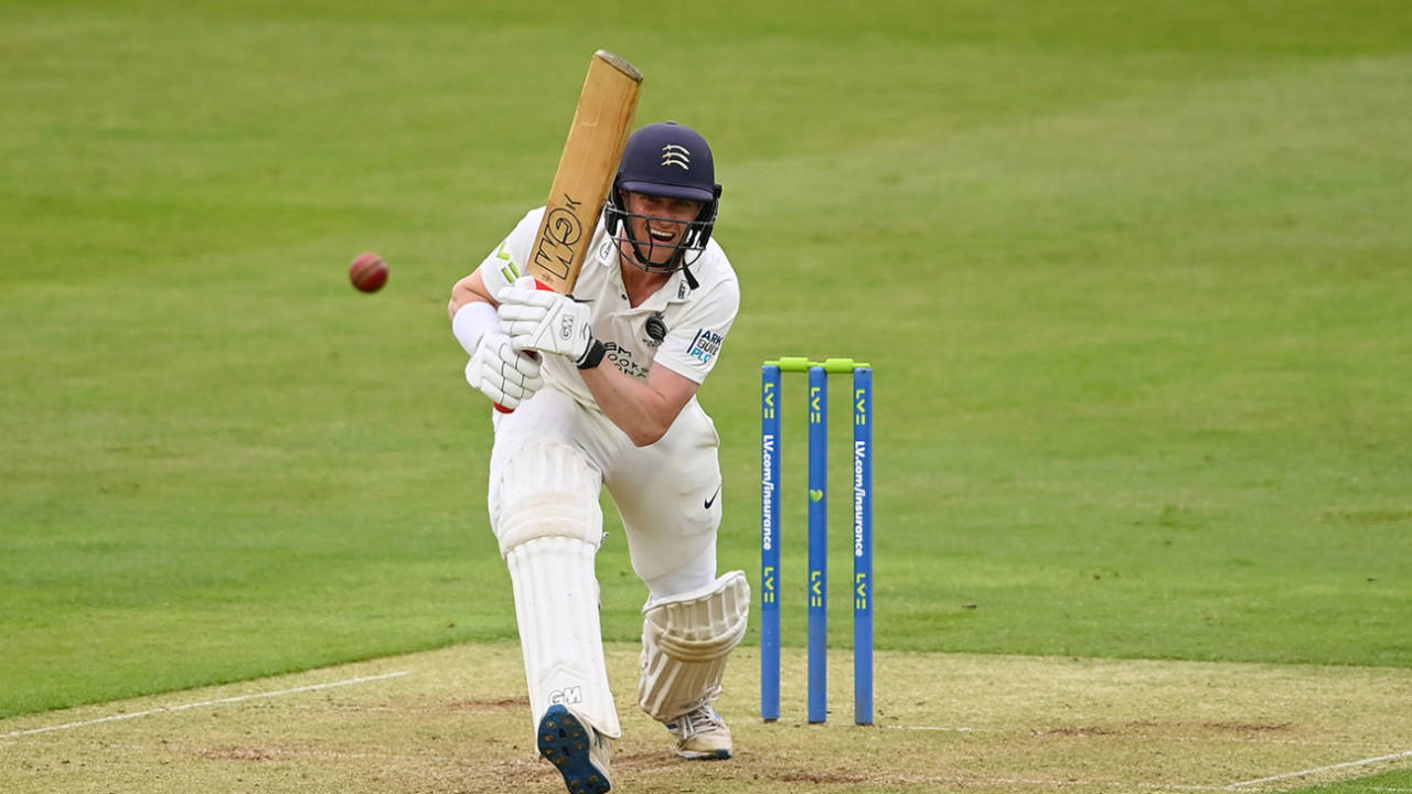 Nick Gubbins plays to the off-side, LV= Insurance County Championship, Middlesex vs Hampshire, Lord's, May 14, 2021