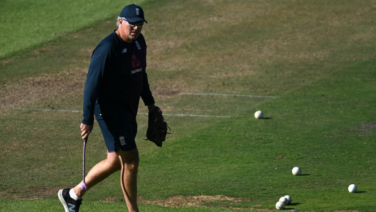 England coach Chris Silverwood at a nets session two days ahead of the first T20I, Cape Town, November 25, 2020