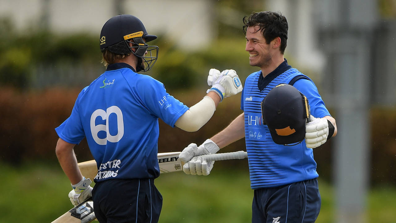 George Dockrell celebrates his hundred against the Northern Knights, Leinster Lightning vs Northern Knights, May 4, 2021