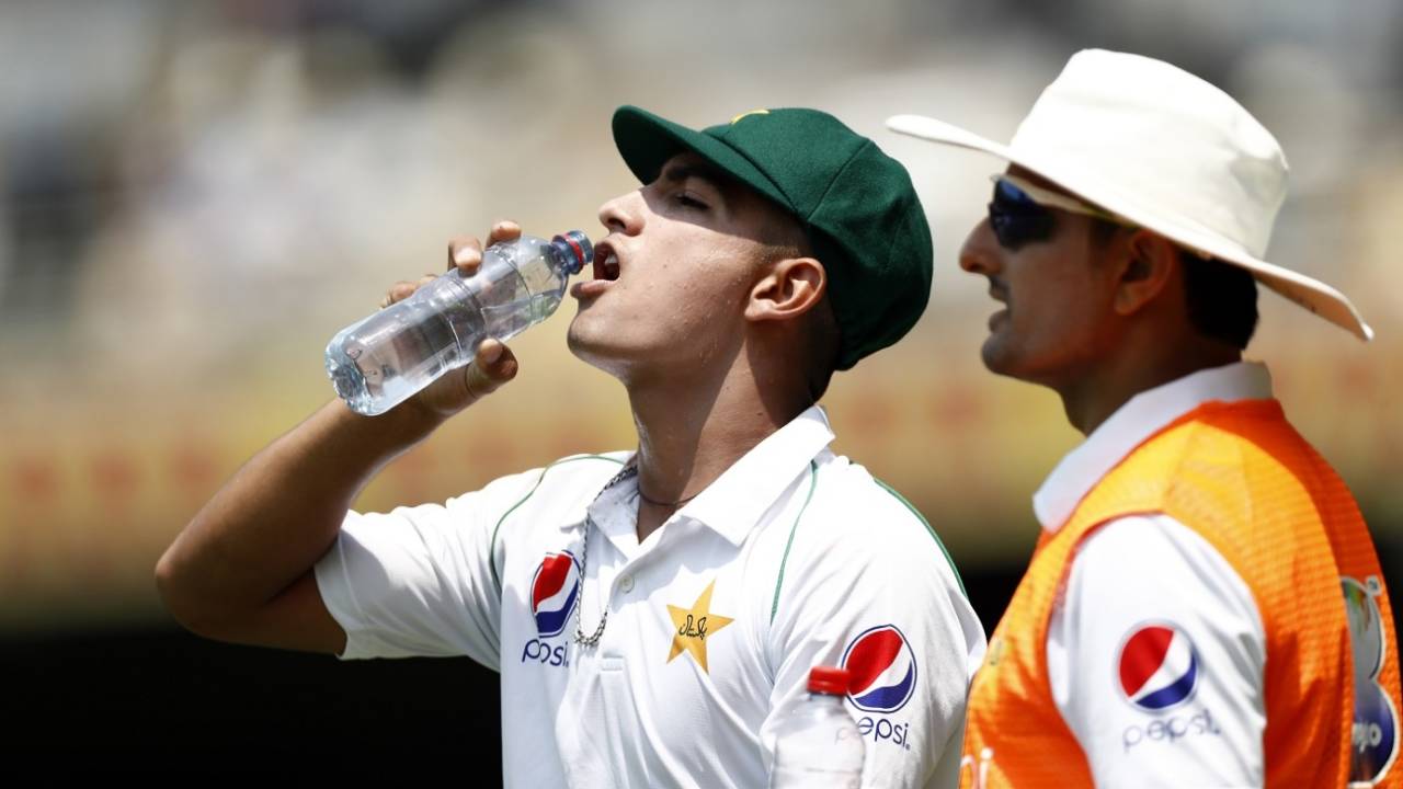 Naseem Shah and Mohammad Abbas during day two of Pakistan's Test against Australia at the Gabba, Brisbane, November 22, 2019