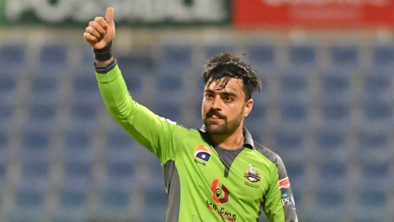 Rashid Khan took his first five-for in franchise cricket, Lahore Qalandars vs Peshawar Zalmi, PSL 2021, Abu Dhabi, June 10, 2021