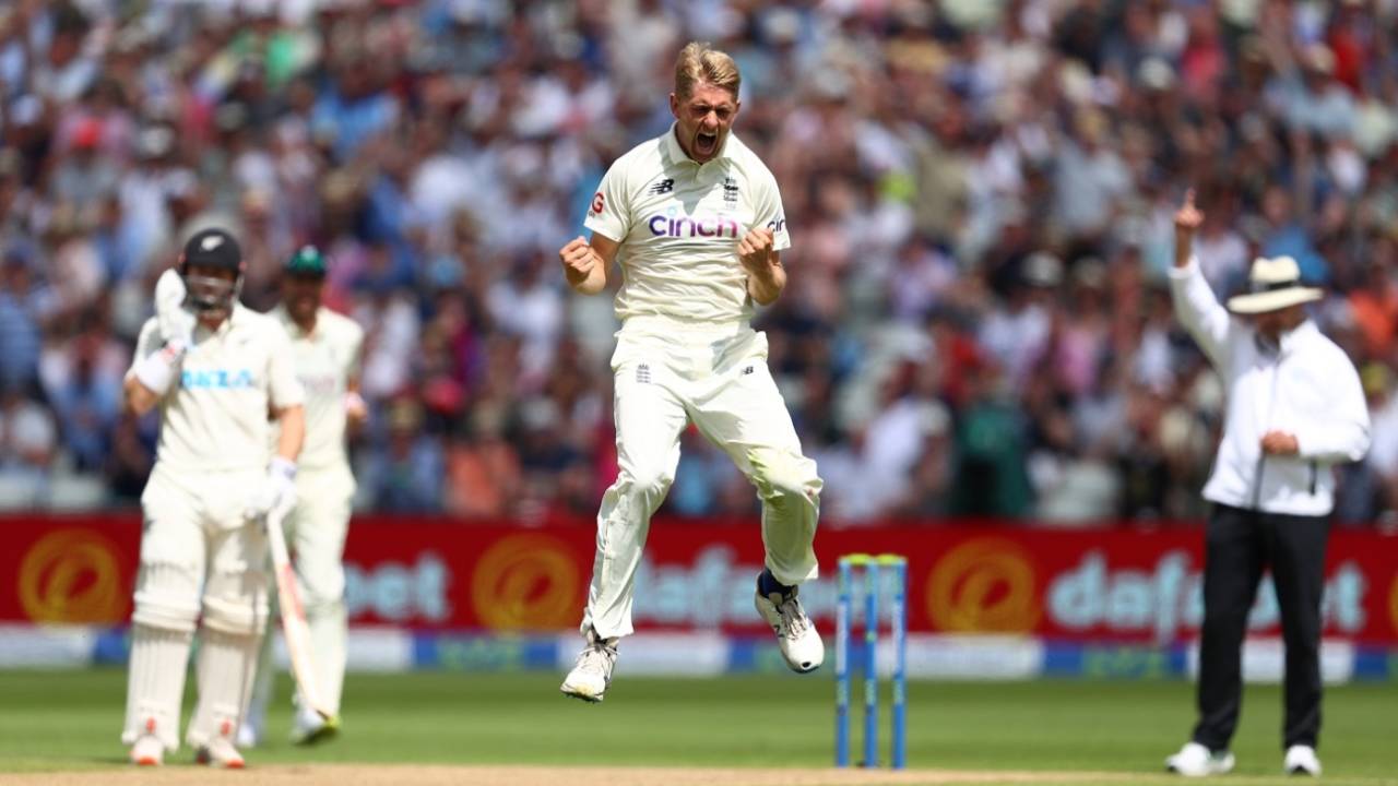 Olly Stone is pumped after claiming the wicket of Ross Taylor, England vs New Zealand, 2nd Test, Edgbaston, 3rd day, June 12, 2021