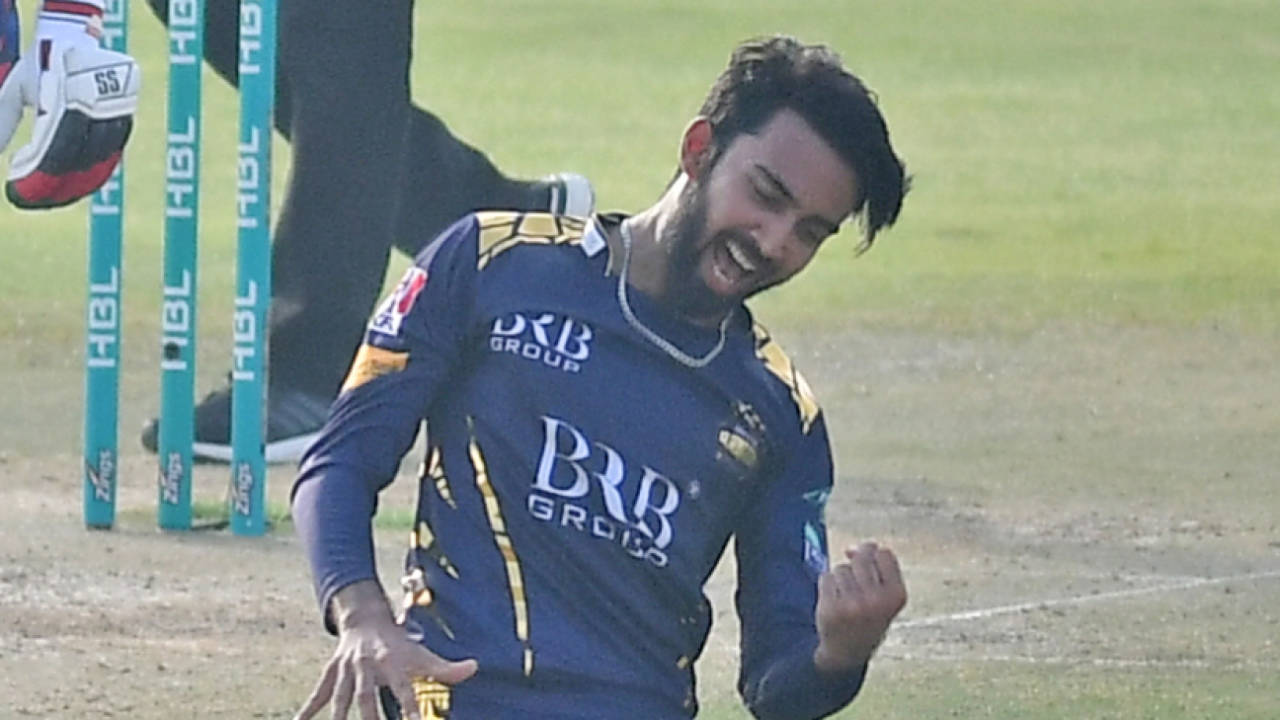 Arish Ali Khan celebrates a wicket, Karachi Kings vs Quetta Gladiators, PSL 2021, June 19, 2021
