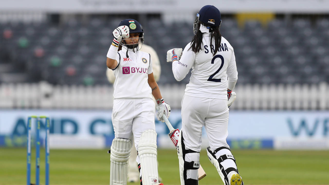 Taniya Bhatia and Sneh Rana shared a crucial rearguard partnership for the ninth wicket, England v India, only Women's Test, Bristol, 4th day, June 19, 2021