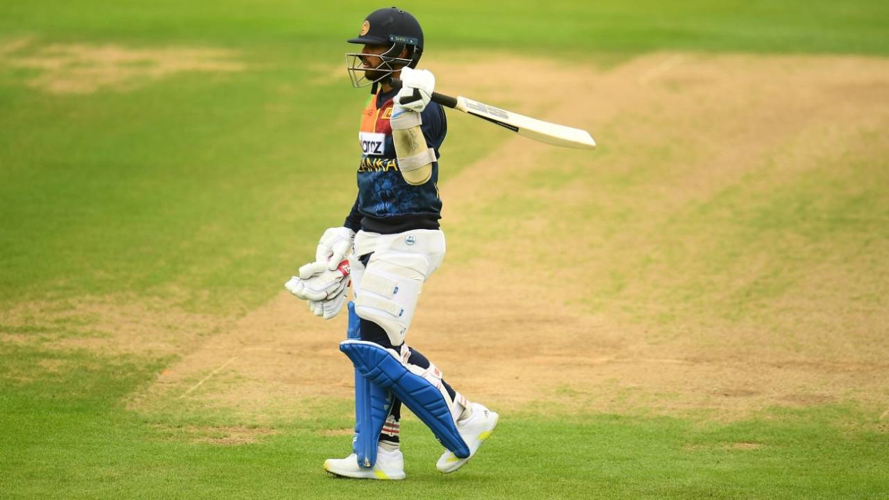 Kusal Mendis weilds a bat at training, England vs Sri Lanka. Cardiff, June 21, 2021