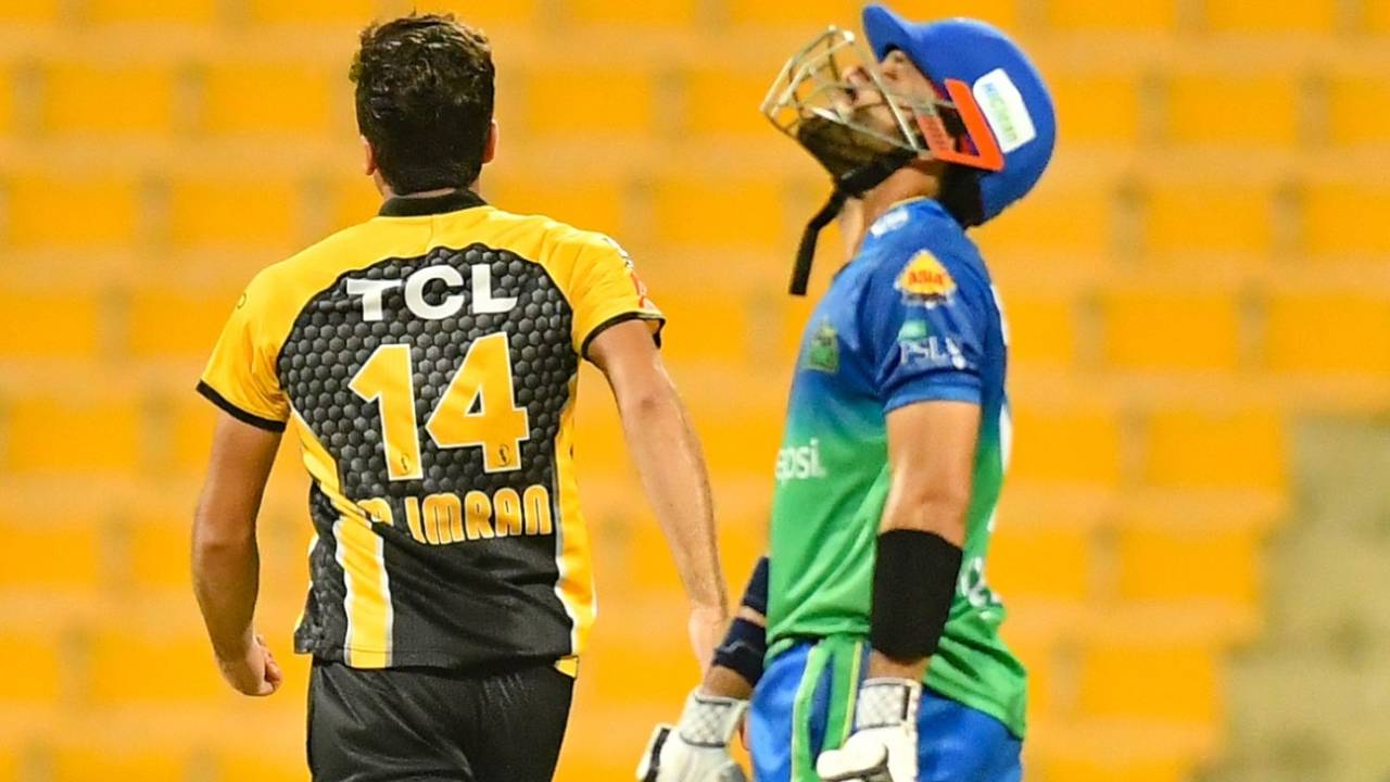 Mohammad Imran dismissed Mohammad Rizwan for 30, Multan Sultans vs Peshawar Zalmi, PSL 2021 final, Abu Dhabi