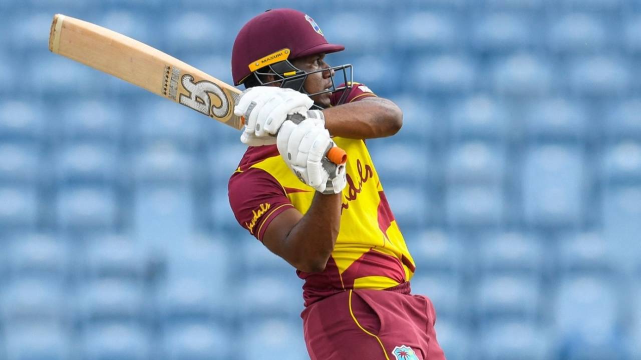 Evin Lewis struck four fours and seven sixes in his innings&nbsp;&nbsp;&bull;&nbsp;&nbsp;AFP/Getty Images