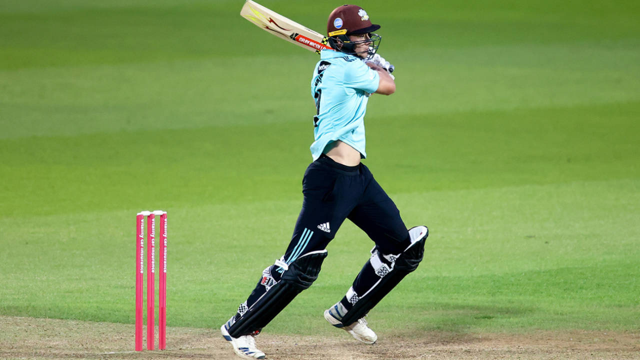 Jamie Smith swings into the leg side, Surrey vs Glamorgan, Kia Oval, Vitality T20 Blast, June 14, 2021