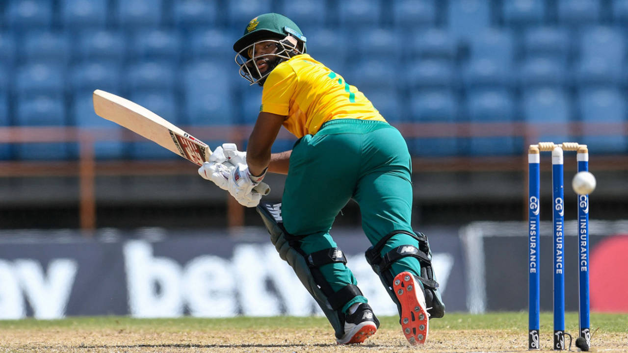 Temba Bavuma clips off the pads, West Indies vs South Africa, 2nd T20I, St George's, June 27, 2021