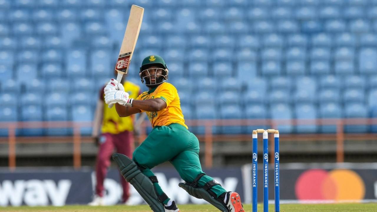 Temba Bavuma plays one fine on the on side, West Indies vs South Africa, 2nd T20I, St George's, June 27, 2021