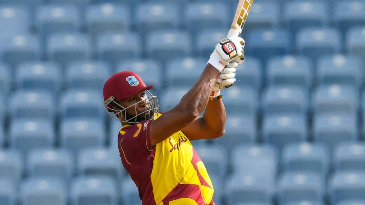Kieron Pollard smashes one away, West Indies vs South Africa, 4th T20I, St George's, July 1, 2021