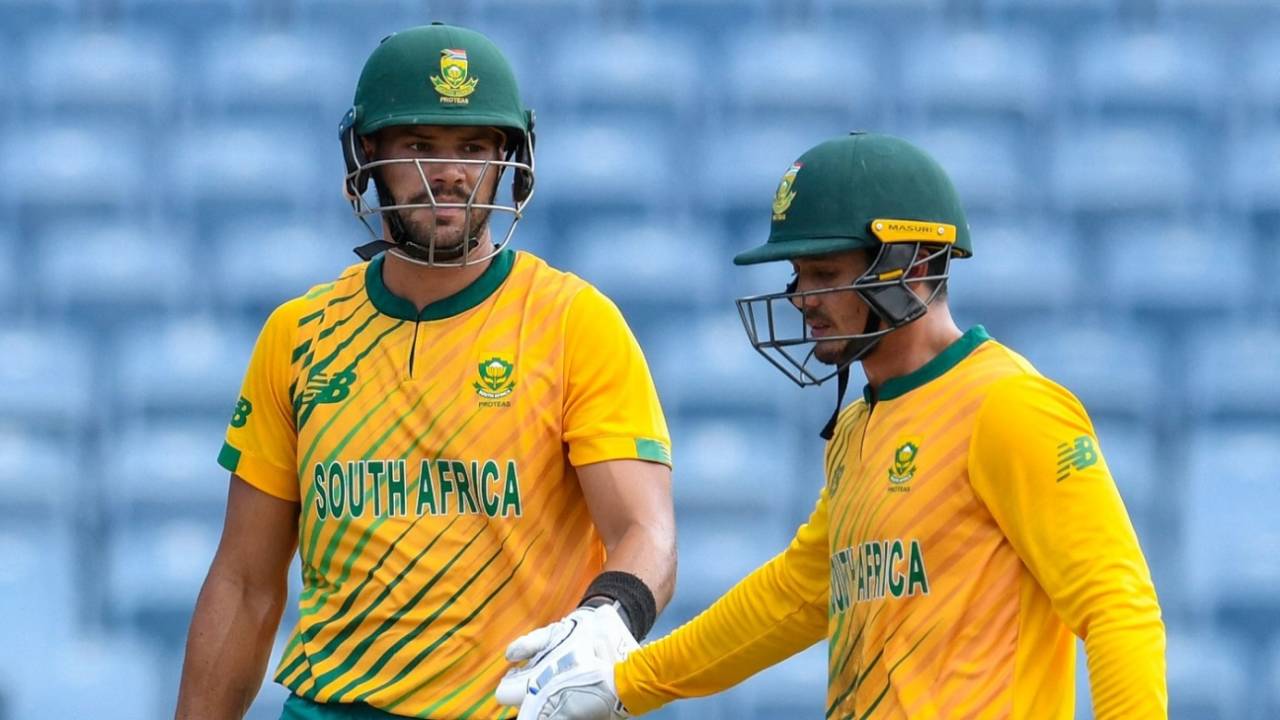 Aiden Markram and Quinton de Kock shared 128 for the second wicket, West Indies vs South Africa, 5th T20I, St George's, July 3, 2021