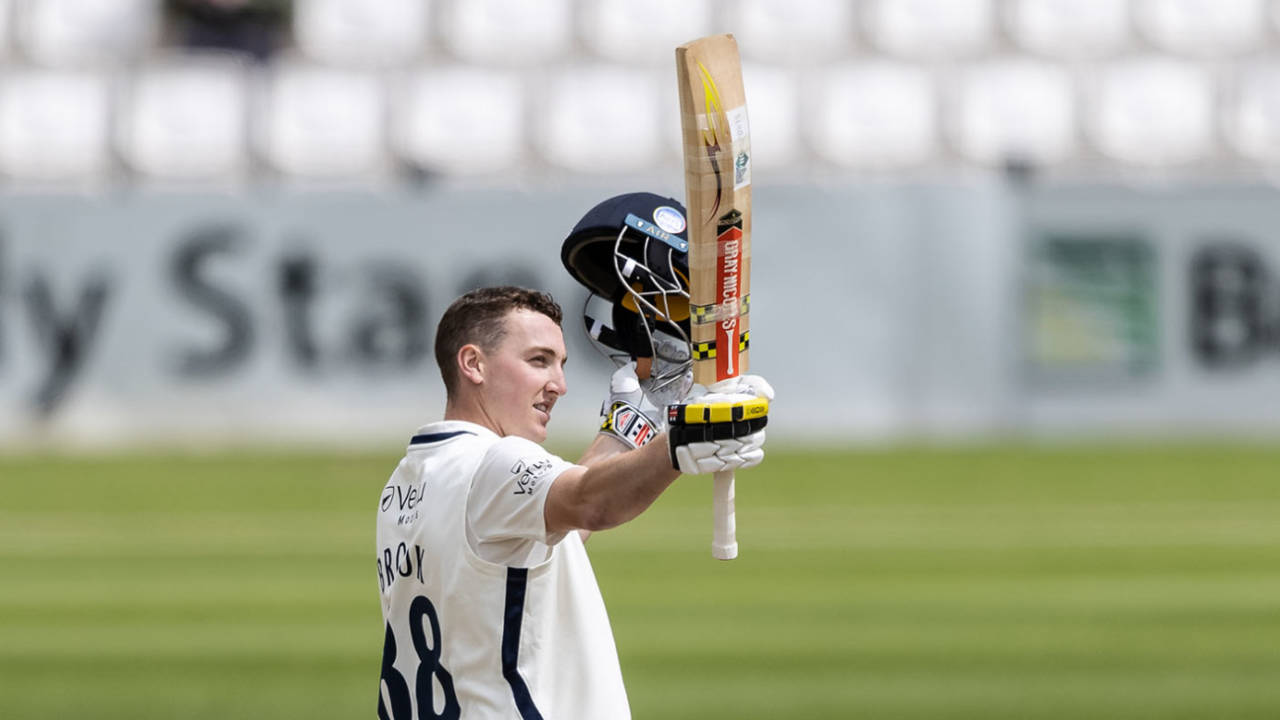 Harry Brook acknowledges the applause on reaching his century, Northamptonshire vs Yorkshire, County Championship, Group Three, Wantage Road, July 6, 2021