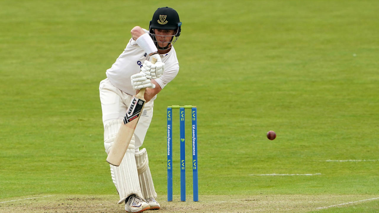 Ali Orr squeezes one away through the off side, LV= Insurance County Championship, Yorkshire vs Sussex, day 3, Emerald Headingley, June 5, 2021