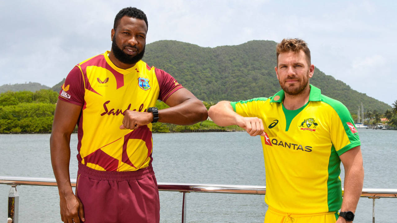 Kieron Pollard and Aaron Finch ahead of the T20I series, St Lucia, July 8, 2021