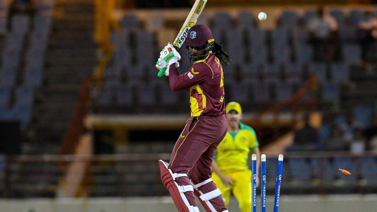 Chris Gayle's struggles continued when he chopped on, West Indies vs Australia 2nd T20I, St Lucia, July 10, 2021