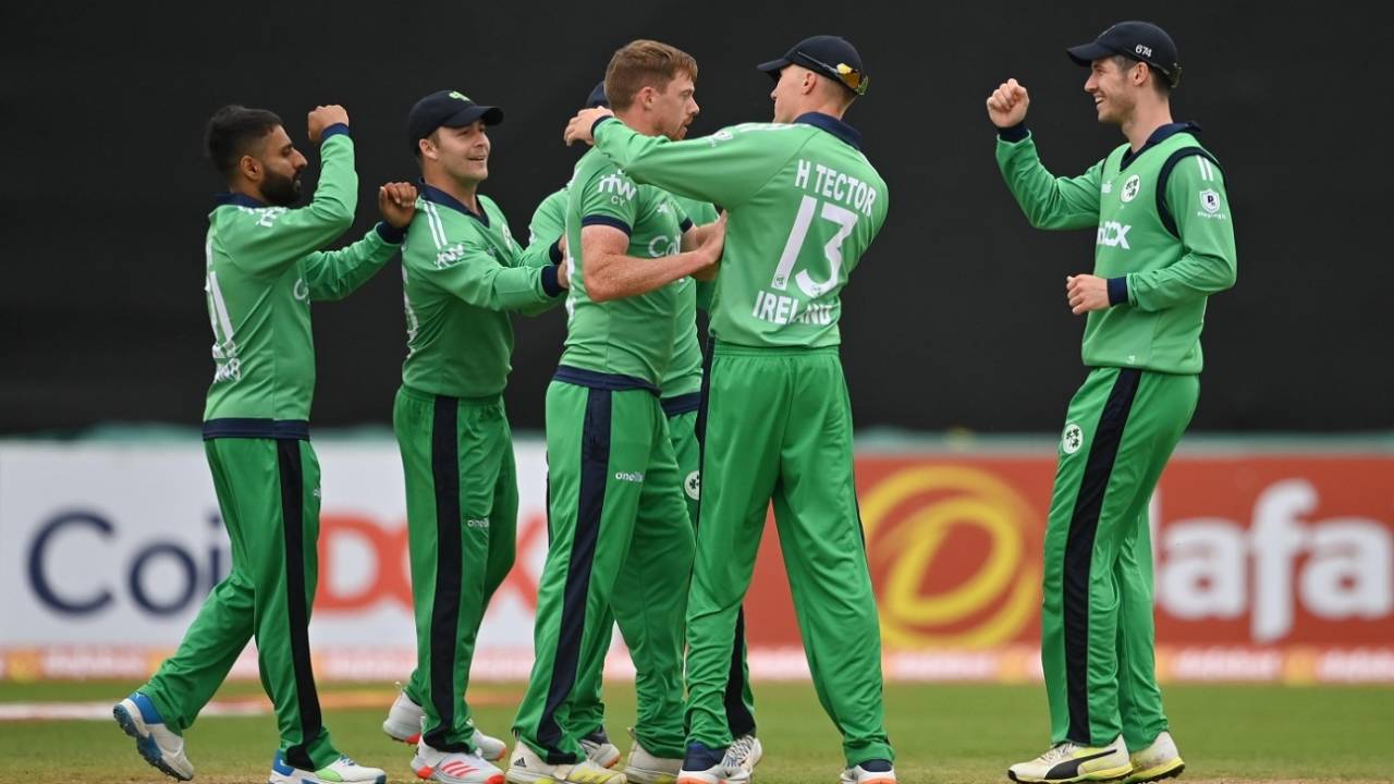 Craig Young celebrates after dismissing Aiden Markram, Ireland vs South Africa, 2nd ODI, Dublin, July 13, 2021