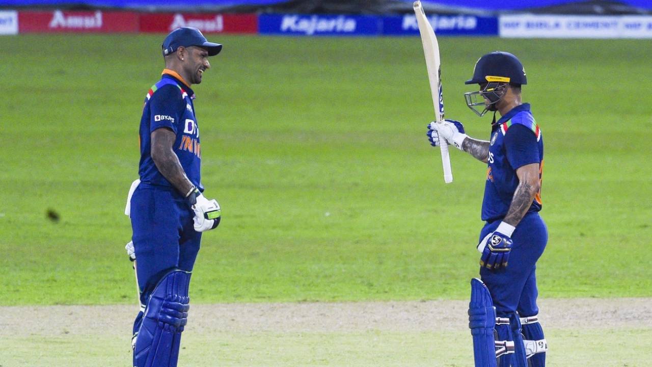 Shikhar Dhawan sports a smile as Ishan Kishan celebrates his half-century on ODI debut, India vs Sri Lanka, 1st ODI, Colombo, July 18, 2021