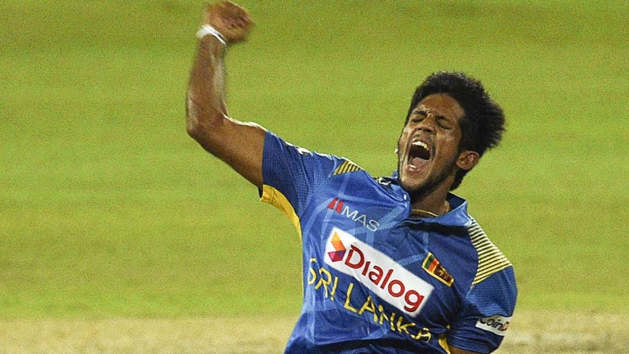 Kasun Rajitha celebrates, Sri Lanka vs India, 2nd ODI, Colombo, July 20, 2021