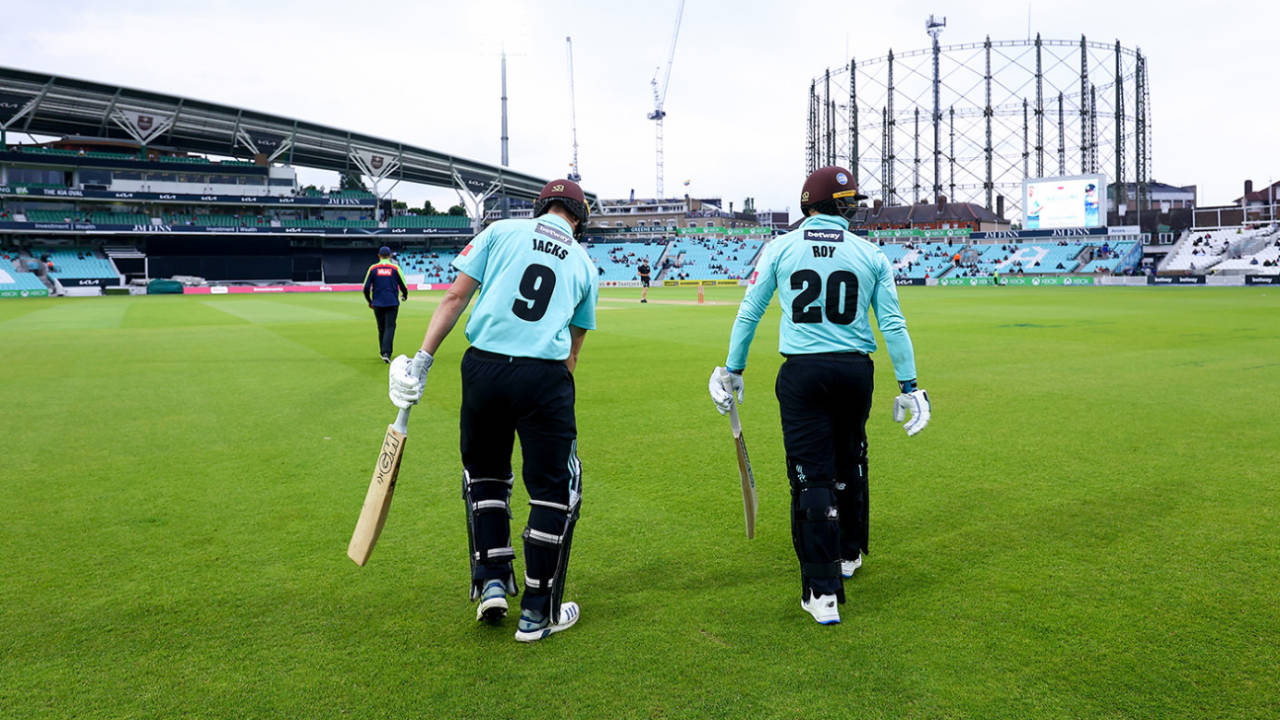 Will Jacks and Jason Roy stride out to open the batting&nbsp;&nbsp;&bull;&nbsp;&nbsp;Getty Images for Surrey CCC