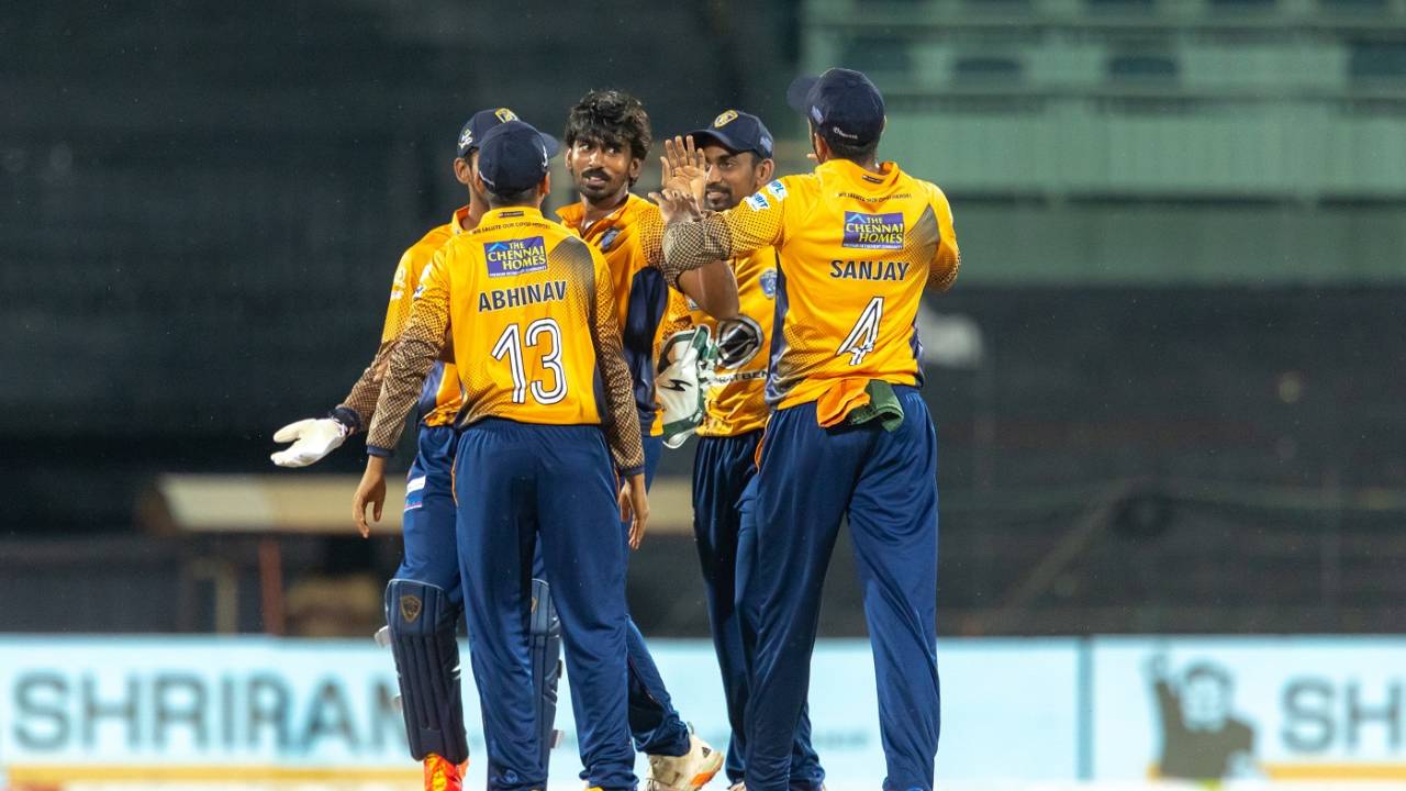 V Athisayaraj Davidson celebrates a wicket