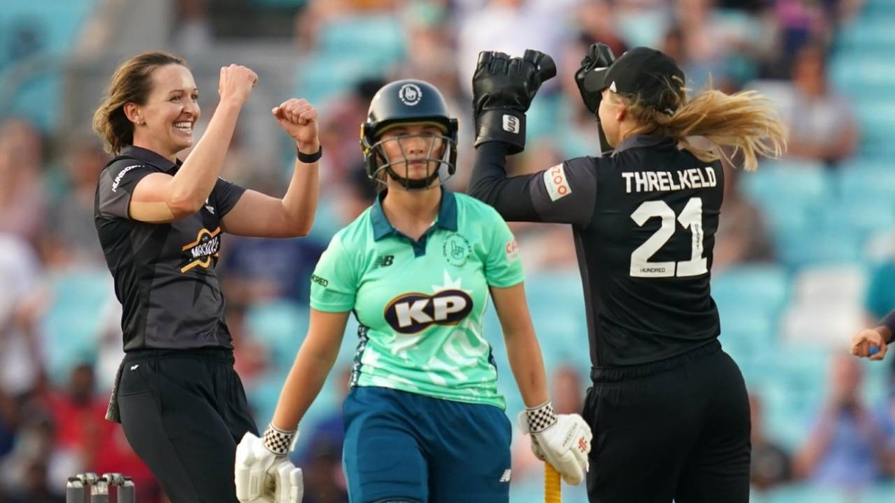 Kate Cross was the pick of the Manchester Original attack, Oval Invincibles vs Manchester Originals, Women's Hundred, The Kia Oval, July 21, 2021
