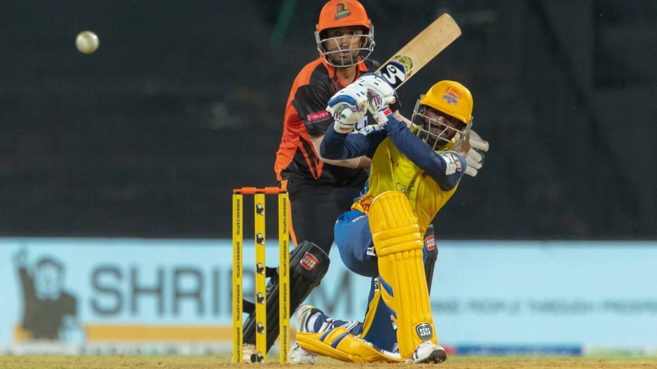 Mokit Hariharan finished the chase for Dindigul Dragons, Dindigul Dragons vs Ruby Trichy Warriors, TNPL 2021, Chennai, July 27, 2021
