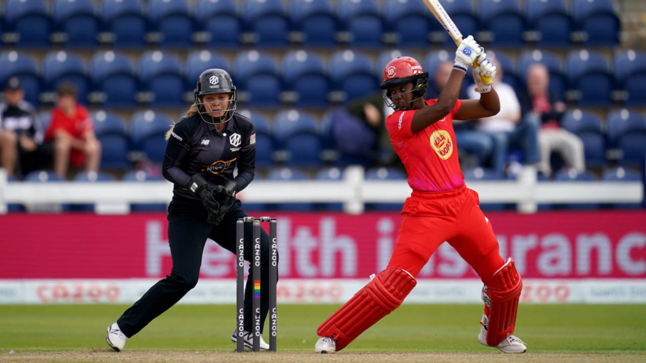 Hayley Matthews plays through the off side, Welsh Fire vs Manchester Originals, Women's Hundred, Cardiff, July 31, 2021