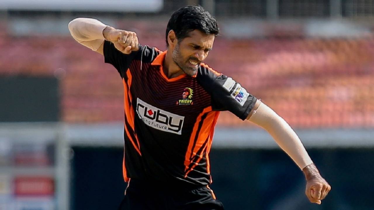 Ruby Trichy Warriors captain Rahil Shah celebrates after taking a wicket, Ruby Trichy Warriors vs Salem Spartans, TNPL 2021, Chennai, August 1, 2021