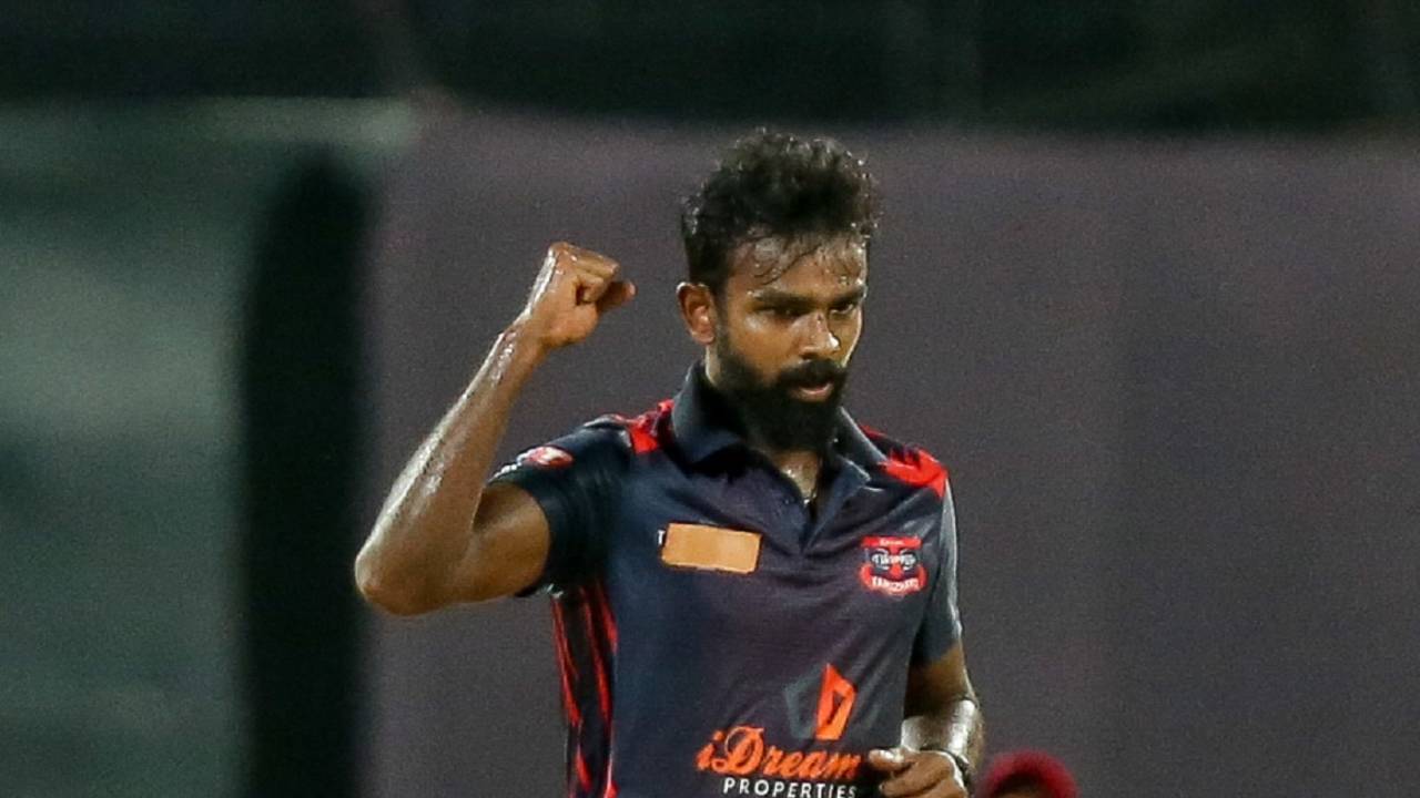 Aswin Crist celebrates a wicket, IDream Tiruppur Tamizhans vs Siechem Madurai Panthers, TNPL 2021, Chennai, August 2, 2021