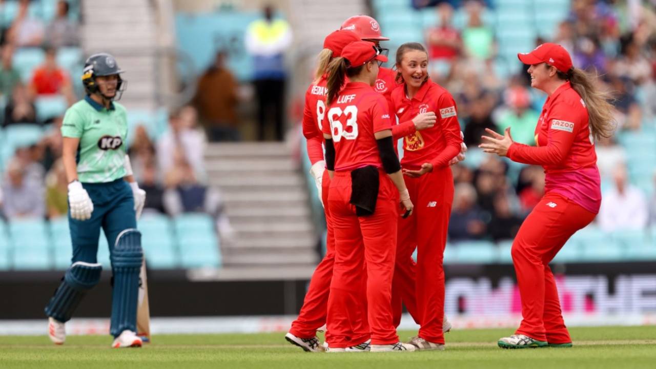 Hannah Baker claimed the key wicket of Grace Gibbs, Oval Invincibles vs Welsh Fire, Women's Hundred, The Oval, August 2, 2021