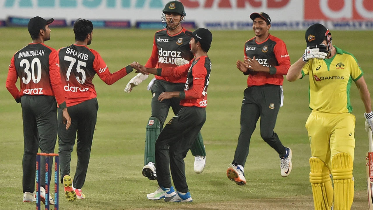 Bangladesh celebrates a wicket, Bangladesh vs Australia, 1st T20I, Dhaka, August 3, 2021