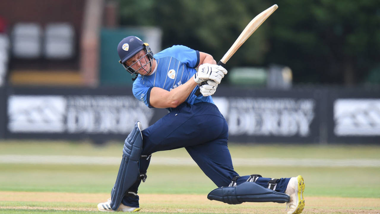 Tom Wood plays to the leg side, Royal London Cup, Derbyshire vs Warwickshire, Derby, July 27, 2021
