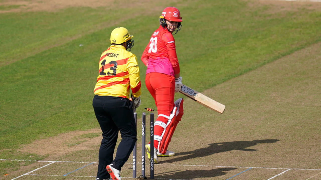 Sarah Taylor is bowled by Heather Graham, Welsh Fire vs Trent Rockets, Women's Hundred, Cardiff, August 6, 2021