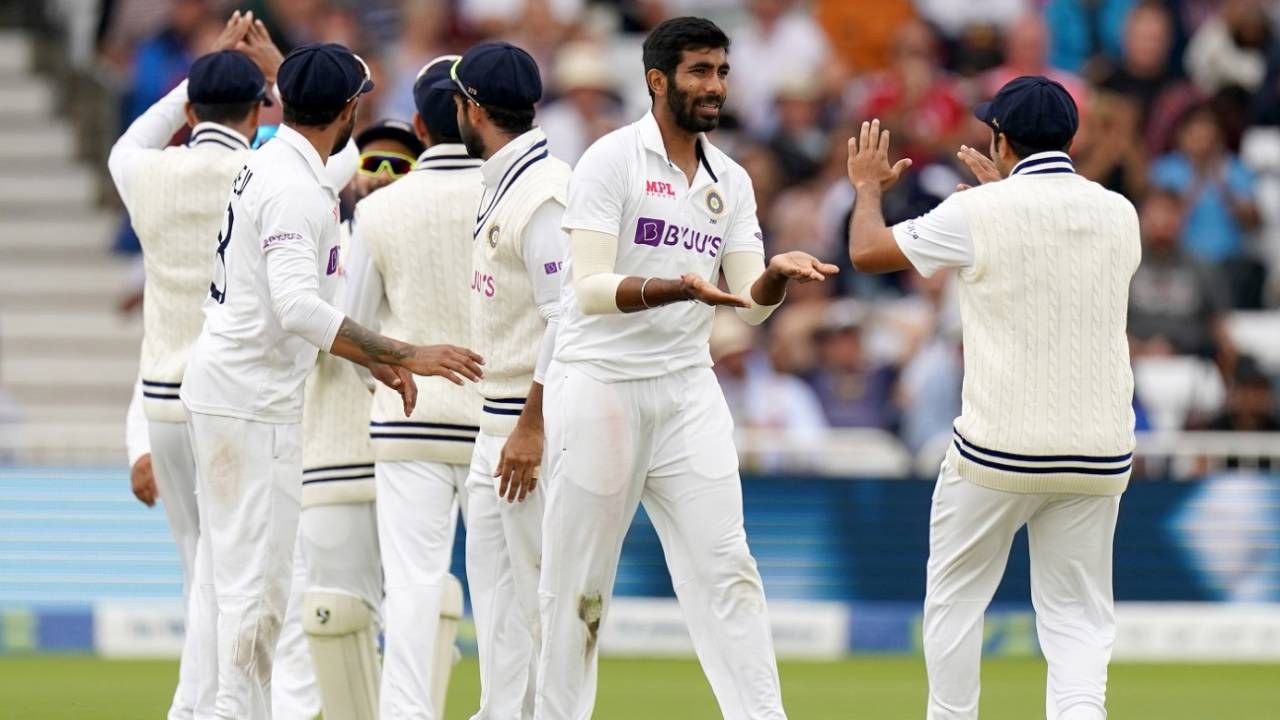 Jasprit Bumrah celebrates after getting Dom Sibley, England vs India, 1st Test, Nottingham, 4th day, August 7, 2021