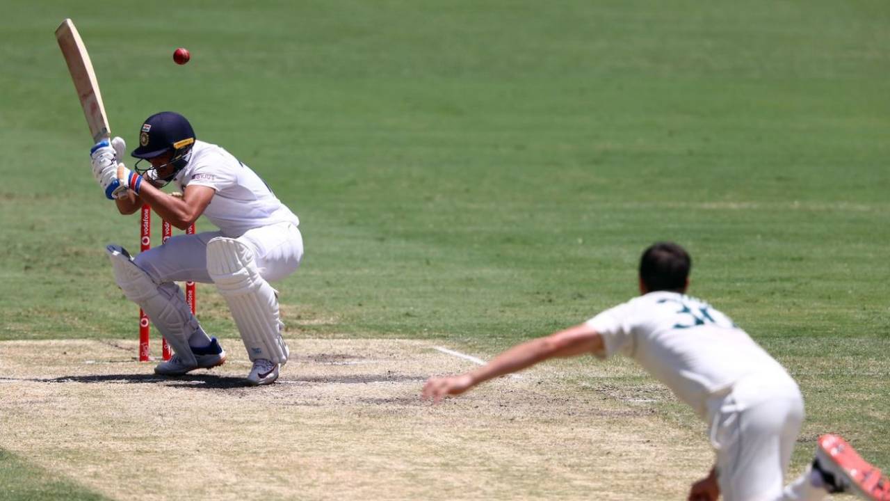 Shubman Gill ducks a Pat Cummins bouncer during India's Test tour of Australia in 2020-21&nbsp;&nbsp;&bull;&nbsp;&nbsp;Patrick Hamilton/AFP/Getty Images