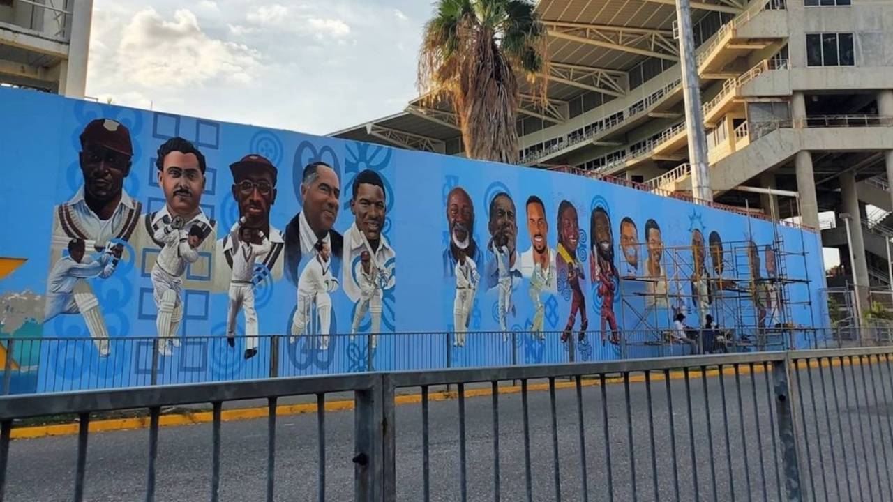 The cricketing legends of Jamaica mural outside Sabina Park